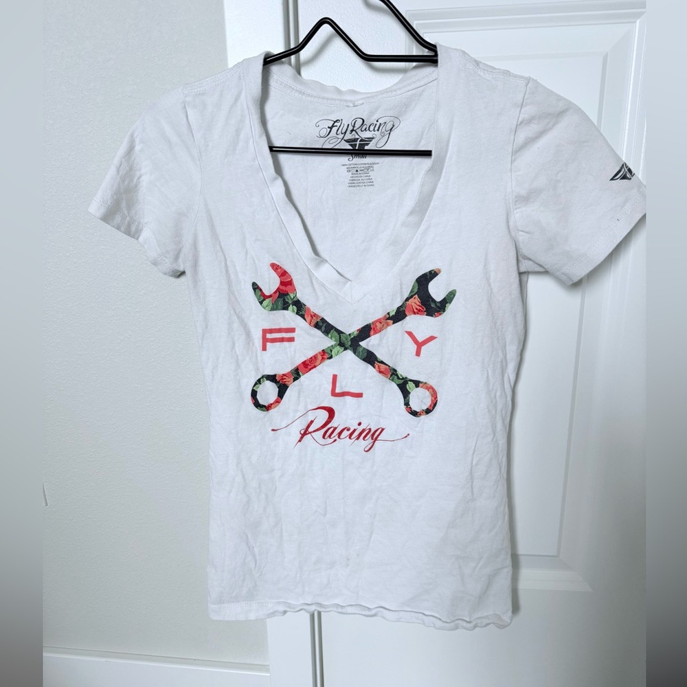 Women's White Fly Racing Graphic Tee